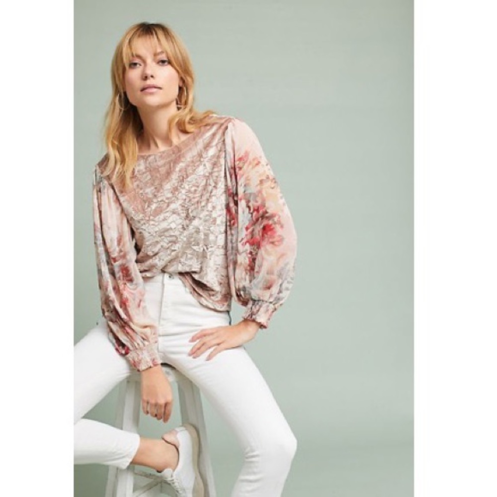Anthropologie Crushed Velvet Blouse